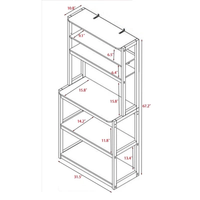 FONTOI 31.50" 5-Tier Bakers Rack For Kitchen With Storage, Coffee Bar, Kitchen Shelves, White&Black, 15.75"*66.93"*31.5" 4 FONTOI 31.50" 5-Tier Bakers Rack For Kitchen With Storage, Coffee Bar, Kitchen Shelves, White&Black, 15.75"*66.93"*31.5" - Image 2