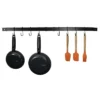 Range Kleen Black Enameled Expanding Pot Rack Bar: Wall Mount Steel Pot Hanger & Organizer, 26" Depth