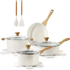 BRINJOY 10-Piece Ceramic Nonstick Cookware Set - Healthy Non-Toxic Induction Kitchen Set, Beige White -Target KitchenAid GUEST a0b4d011 621e 4af4 94c0 b69324173909