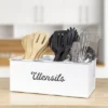 AuldHome Design Large Enamelware Utensil Holder, White Farmhouse Cooking Caddy Or Spoons/Forks/Knives Storage For Countertop And Table -Target KitchenAid GUEST a1eb1703 a344 4ca7 a6fe e5aa69877244