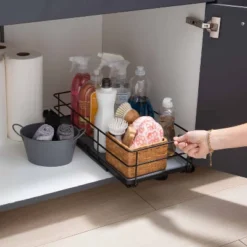 Organize It All 9"x19.7" Slide Out Shelf Organizer: Steel Kitchen Cabinet Storage, Black, 4.5" Height, 12.13 Lbs -Target KitchenAid GUEST a1eda723 bcc7 4290 a685 d9221376dade