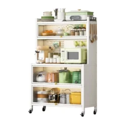 Bakers Rack For Kitchens 5 Tier Microwave Stand With Storage Microwave Cart Coffee Bar Cabinet With Flap Door Vintage Kitchen Utility Storage Shelf -Target KitchenAid GUEST a22e915f 27d7 4ec6 8d59 0f994eeead51