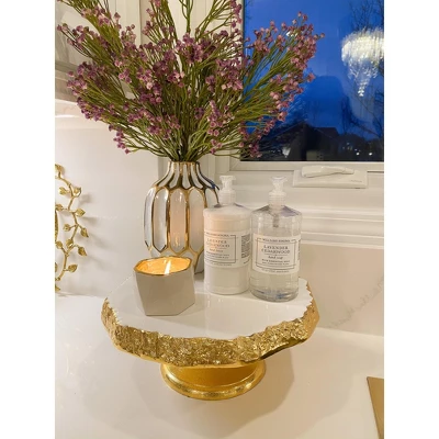 Classic Touch White Marble Cake Tray On Gold Stem 4 Classic Touch White Marble Cake Tray On Gold Stem - Image 2