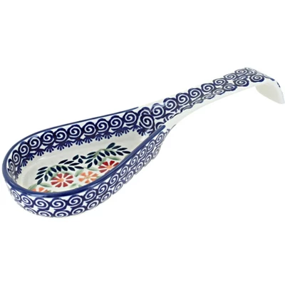 Blue Rose Polish Pottery P164 Manufaktura Large Spoon Rest 5 Blue Rose Polish Pottery P164 Manufaktura Large Spoon Rest - Image 3