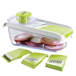 Brentwood Mandollin Slicer With 5 Cup Storage Container And 4 Interchangeable Stainless Steel Blades In Green -Target KitchenAid GUEST a30b4376 1e75 434e bdbf c0437f9c0215
