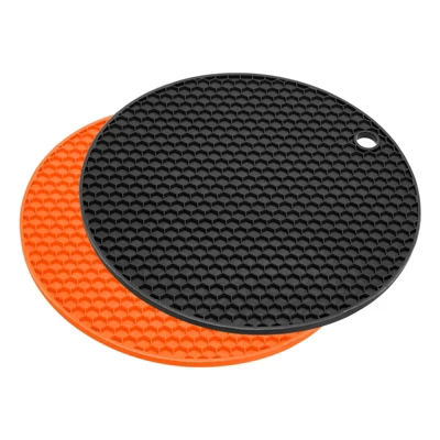 Unique Bargains Heat Resistant Non-slip Flexible Durable Trivet Mat Orange, Black 2 Pcs 7.08" X 7.08" X 0.24" 5 Unique Bargains Heat Resistant Non-slip Flexible Durable Trivet Mat Orange, Black 2 Pcs 7.08" X 7.08" X 0.24" - Image 3