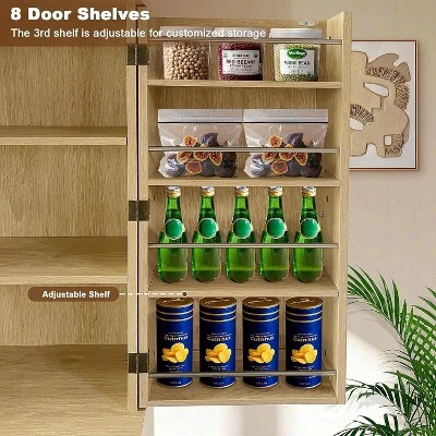 Acekool 72" Kitchen Pantry Cabinet With 4 Doors, 6 Adjustable Shelves & Slide-Out Drawer – Tall Farmhouse Storage Cabinet For Kitchen Room, White 8 Acekool 72" Kitchen Pantry Cabinet With 4 Doors, 6 Adjustable Shelves & Slide-Out Drawer – Tall Farmhouse Storage Cabinet For Kitchen Room, White - Image 6