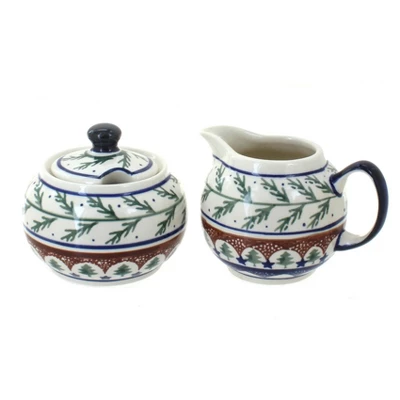 Blue Rose Polish Pottery 694-711 Zaklady Cream & Sugar Set 9 Blue Rose Polish Pottery 694-711 Zaklady Cream & Sugar Set - Image 7