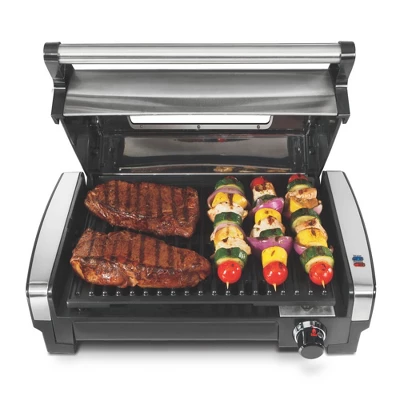 Hamilton Beach Searing Grill With Glass: Indoor Nonstick Grill, Dishwasher-Safe Parts, 1200W, Black 6 Hamilton Beach Searing Grill With Glass: Indoor Nonstick Grill, Dishwasher-Safe Parts, 1200W, Black - Image 4