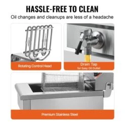 VEVOR Commercial Deep Fryer, 1500W Electric Countertop Fryer With Basket, 11.6Qt / 11L Stainless Steel Single Oil Fryer With Time & Temp Control 14 VEVOR Commercial Deep Fryer, 1500W Electric Countertop Fryer With Basket, 11.6Qt / 11L Stainless Steel Single Oil Fryer With Time & Temp Control -Target KitchenAid GUEST a456b2c0 575d 4c8f 9b69 759dd940311c