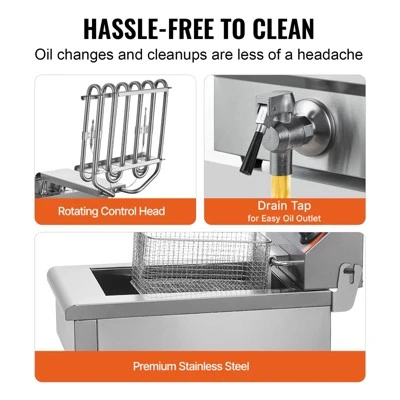 VEVOR Commercial Deep Fryer, 1500W Electric Countertop Fryer With Basket, 11.6Qt / 11L Stainless Steel Single Oil Fryer With Time & Temp Control 7 VEVOR Commercial Deep Fryer, 1500W Electric Countertop Fryer With Basket, 11.6Qt / 11L Stainless Steel Single Oil Fryer With Time & Temp Control - Image 5