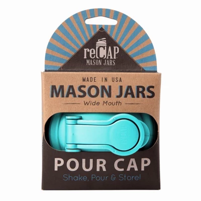 ReCAP Mason Jar Pour Lid With Foldout Carry Loop, Wide Mouth With Leak-Proof Seal, USA Made 3 ReCAP Mason Jar Pour Lid With Foldout Carry Loop, Wide Mouth With Leak-Proof Seal, USA Made