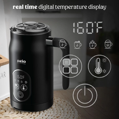 NELO Electric Milk Frother, 4 In 1 Digital, Steamer With Real-Time Temperature Control, Automatic Frother For Coffee, BPA Free Stainless Steel, Black 6 NELO Electric Milk Frother, 4 In 1 Digital, Steamer With Real-Time Temperature Control, Automatic Frother For Coffee, BPA Free Stainless Steel, Black - Image 4