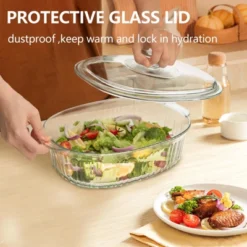 Itopfox 3Qt Glass Casserole Dish With Lid, Ribbed Oval Baking Dish For Oven & Microwave, Clear Lead-Free Covered Cookware, Deep Food Container -Target KitchenAid GUEST a56e2c96 4458 4642 be92 dc0bde92912c