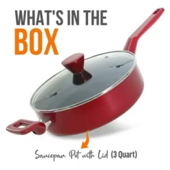 NutriChef Saucepan Pot With Lid - Non-stick High-Qualified Kitchen Cookware With See-Through Tempered Glass Lids, 3 QT -Target KitchenAid GUEST a57cfa51 b7fd 400b 89e1 534f224c5dc1