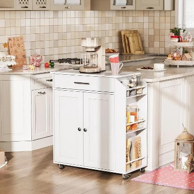 MaseiKar Kitchen Island With Power Outlet, Kitchen Storage Island With Spice Rack, Rolling Kitchen Cart On Wheels, For Kitchen And Dining Room 3 MaseiKar Kitchen Island With Power Outlet, Kitchen Storage Island With Spice Rack, Rolling Kitchen Cart On Wheels, For Kitchen And Dining Room