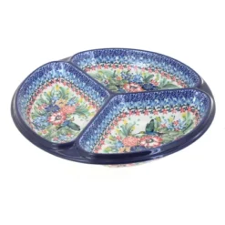 Blue Rose Polish Pottery 484 Ceramika Artystyczna Three Part Divided Dish -Target KitchenAid GUEST a7908c97 962b 4840 ac0c 0cc977f10db2
