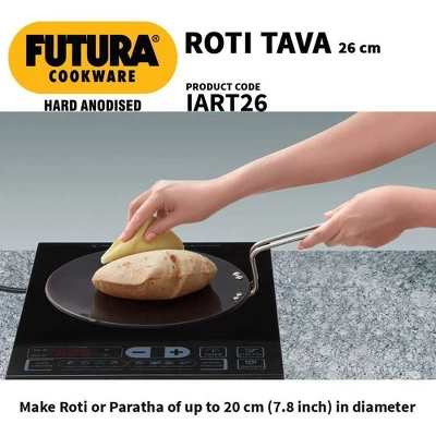 Hawkins Futura 10.25" Hard Anodized Concave Tava Griddle: Aluminum Surface, Induction & Gas Compatible, Hand Wash 5 Hawkins Futura 10.25" Hard Anodized Concave Tava Griddle: Aluminum Surface, Induction & Gas Compatible, Hand Wash - Image 3
