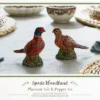 Spode Woodland Festive Woodland Pheasant Salt & Pepper Shakers - Rustic Bird Table Accents, Fall Dining Décor, Male And Female Dolomite Pheasants