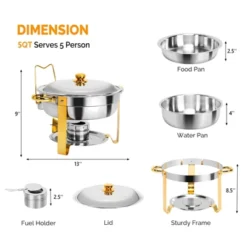 ROVSUN 5 Qt 2 Pack Gold Round Chafing Dishes For Buffet With Lid Holder, Buffet Warmer Set For Party -Target KitchenAid GUEST a9849e5c 1e56 410e 8bca 813ca58f07bc