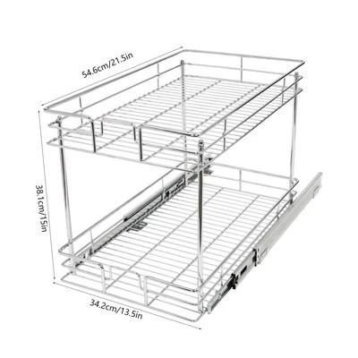 YIYIBYUS Pull Out Cabinet Organizer, 2-Tier Cabinet Pull Out Shelves, Kitchen Cabinet Organizer 5 YIYIBYUS Pull Out Cabinet Organizer, 2-Tier Cabinet Pull Out Shelves, Kitchen Cabinet Organizer - Image 3