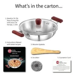 Hawkins 2.5L Tri Ply Stainless Steel Induction Compatible Deep Fry Pan Kadhai With Glass Lid: Hand Wash, Gas & Induction Safe -Target KitchenAid GUEST aac94ba5 c626 4c34 8691 f2ecb22819e2