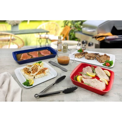 Tovolo 10" Marinade Tray With Lid: 3.5 Volume, Red Plastic, Dishwasher-Safe, Food Storage Container, 21.5" Width 5 Tovolo 10" Marinade Tray With Lid: 3.5 Volume, Red Plastic, Dishwasher-Safe, Food Storage Container, 21.5" Width - Image 3