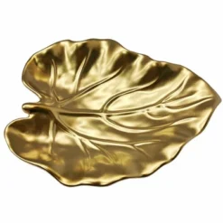 Jiallo Botanic Collection Titanium Porcelain Leaf Plate 9"