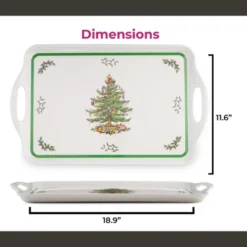 Spode Christmas Tree Large Handled Tray (19" X 11.6") - Festive Melamine Serving Tray - Durable & Lightweight Holiday Serveware - Dishwasher Safe -Target KitchenAid GUEST ac1474a0 2c15 4dd1 9d7e 08e8bcfdb459