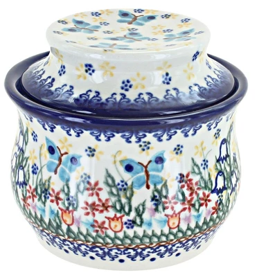 Blue Rose Polish Pottery 549 Vena French Butter Dish 8 Blue Rose Polish Pottery 549 Vena French Butter Dish - Image 6