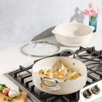 Bloomhouse 6-QT Aluminum Enamel Everyday Pan W/Non-Stick Non-Toxic Ceramic Interior And Ceramic Steamer Insert 7 Bloomhouse 6-QT Aluminum Enamel Everyday Pan W/Non-Stick Non-Toxic Ceramic Interior And Ceramic Steamer Insert - Image 5