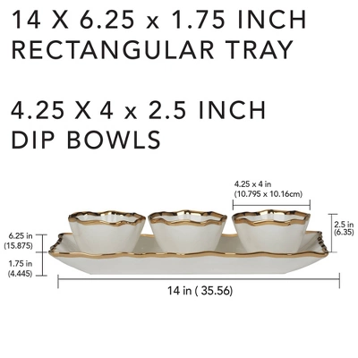 Certified International 4pc Regency Tray And Condiment Bowls Gold 6 Certified International 4pc Regency Tray And Condiment Bowls Gold - Image 4