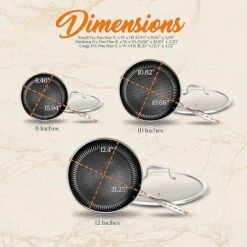 NutriChef Nonstick Tri Ply Copper Kitchen Cookware Pan Set, 6 Piece