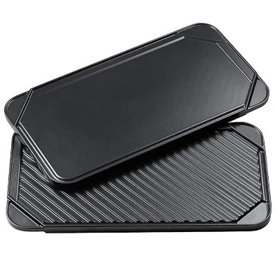 All American Reversible Grill Griddle Pan, Double Burner Nonstick Superconductive Heats Rapidly, Quick Defrost, Stovetop 4 All American Reversible Grill Griddle Pan, Double Burner Nonstick Superconductive Heats Rapidly, Quick Defrost, Stovetop - Image 2