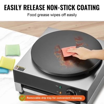 VEVOR Electric Crepe Maker, 16-Inch Commercial Crepe Machine, 1700W Flat Plate Crepe Griddle, Nonstick Stainless Steel Pancake Making Machine 6 VEVOR Electric Crepe Maker, 16-Inch Commercial Crepe Machine, 1700W Flat Plate Crepe Griddle, Nonstick Stainless Steel Pancake Making Machine - Image 4