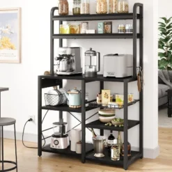 Large Bakers Rack W/Power Outlets, 6-Tier Microwave Stand, Coffee Bar With Hutch, Microwave Stand With Storage, Kitchen Shelf W/Wire Basket -Target KitchenAid GUEST adc33a97 a1d3 459a 931b 1a29e5ae5464