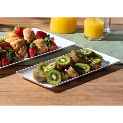 Posh Setting 6.25 X 14 Inch Rectangle White Plastic Serving Tray - 5 Pack 3 Posh Setting 6.25 X 14 Inch Rectangle White Plastic Serving Tray - 5 Pack