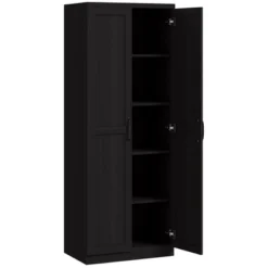 Yukimo 63" Cinnamon Black Wood Grain Kitchen Pantry, Freestanding Cabinet With 2 Adjustable Shelves, Elegant Handles, Anti-Tipping Safety Feature -Target KitchenAid GUEST adc75535 60e4 4134 b404 ef47c6329dd9