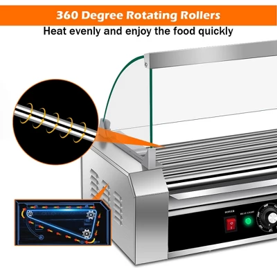 Costway 18 Hot Dog Hotdog 7 Roller Grill Cooker Machine W/ Cover 8 Costway 18 Hot Dog Hotdog 7 Roller Grill Cooker Machine W/ Cover - Image 6