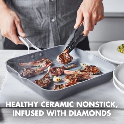GreenPan Paris Pro 11" Hard Anodized Healthy Ceramic Nonstick Square Grill Pan 3 GreenPan Paris Pro 11" Hard Anodized Healthy Ceramic Nonstick Square Grill Pan
