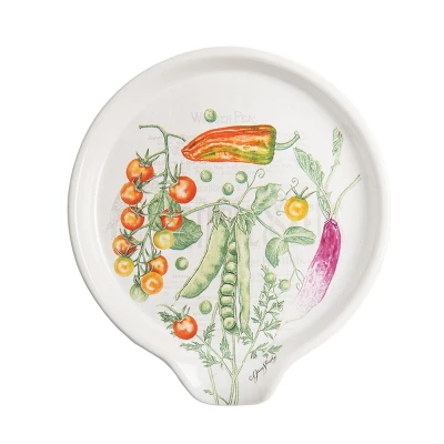 C&F Home Vegetable Garden Ceramic Spoon Rest With Peppers Tomatoes Peas 4 C&F Home Vegetable Garden Ceramic Spoon Rest With Peppers Tomatoes Peas - Image 2