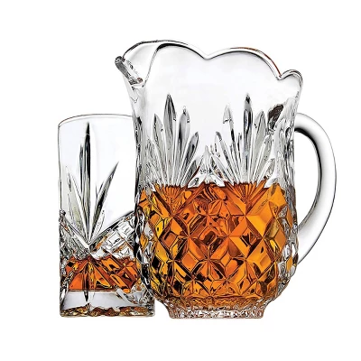 Godinger Silver 5pc Dublin Crystal Pitcher And Highball Set: Hand Wash, Clear Crystal, Service For 4, Hot/Cold Beverages 3 Godinger Silver 5pc Dublin Crystal Pitcher And Highball Set: Hand Wash, Clear Crystal, Service For 4, Hot/Cold Beverages