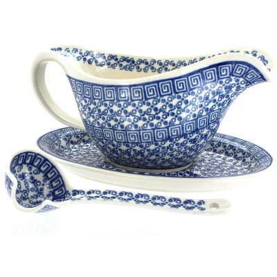 Blue Rose Polish Pottery 239-561 Ceramika Artystyczna Gravy Boat With Ladle 12 Blue Rose Polish Pottery 239-561 Ceramika Artystyczna Gravy Boat With Ladle - Image 10