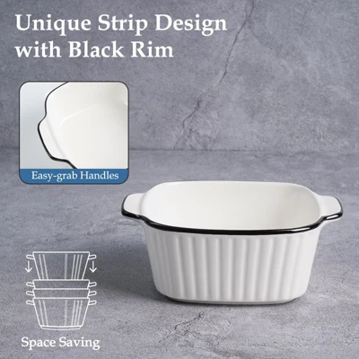 Itopfox 13Oz Ceramic Baking Dishes Set Of 4, Square Baking Dishes For Air Fryer, Ceramic Bakeware With Handles, Oven & Microwave Safe 4 Itopfox 13Oz Ceramic Baking Dishes Set Of 4, Square Baking Dishes For Air Fryer, Ceramic Bakeware With Handles, Oven & Microwave Safe - Image 2