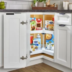 Rev-A-Shelf Polymer Kidney Shaped 2-Shelf Lazy Susan For Kitchen Corner Base Cabinets