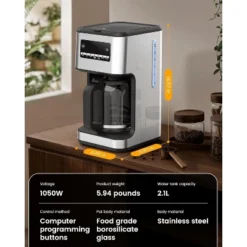 ZAFRO 14-Cup Coffee Maker, 24-Hour Programmable Coffee Brewer, Keep Warm, Drip Free, Washable Filter, Stainless Steel, Silver 15 ZAFRO 14-Cup Coffee Maker, 24-Hour Programmable Coffee Brewer, Keep Warm, Drip Free, Washable Filter, Stainless Steel, Silver -Target KitchenAid GUEST afcc41a1 4c5a 43ec 8899 55137e0ddf8d