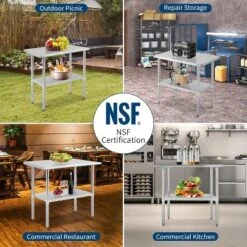 Stainless Steel Table For Prep & Work, 2-Tier Shelf Commercial Metal Worktable Adjustable Height & Leveling Feet, Extra Strength Kitchen Storage Rack -Target KitchenAid GUEST afe2c951 4e07 4222 8b31 483648702706