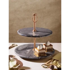 Heavenly Brown Onyx Two-Tier Cake Stand