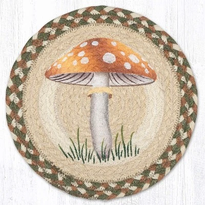 Earth Rugs Light Mushroom Printed Round Jute Trivet With Nature-Inspired Design, 10 Inch Diameter 5 Earth Rugs Light Mushroom Printed Round Jute Trivet With Nature-Inspired Design, 10 Inch Diameter - Image 3