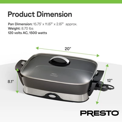Presto Electric Skillet With Tempered Glass Lid, Nonstick Foldaway Kitchen Appliance, Electric Pot For Cooking, 16 Inch, Black 7 Presto Electric Skillet With Tempered Glass Lid, Nonstick Foldaway Kitchen Appliance, Electric Pot For Cooking, 16 Inch, Black - Image 5